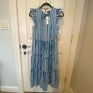 J Crew Blue/Green Midi Striped Dress XS